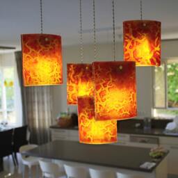 Fused Glass Pendant Lights. Crackle Texture Chandelier Lighting. Shells Design