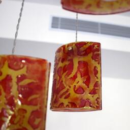 Fused Glass Pendant Lights. Crackle Texture Chandelier Lighting. Shells Design - thumbnail 3