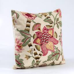 Floral Pillow Cover, P. Kaufmann Red & Green Botanical Print - thumbnail 2