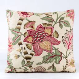 Floral Pillow Cover, P. Kaufmann Red & Green Botanical Print - thumbnail 1