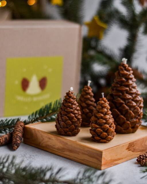 Pine Cone Candles, Christmas Candle, Holiday Decor, Winter Home Tabel Gift Candle - image 1
