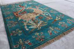 3x5 Ft Afghan Kazak Animal Art Rug, Brand New Luxury Rug, Medallion Geometric Area Livingroom Accent Rug - thumbnail 1