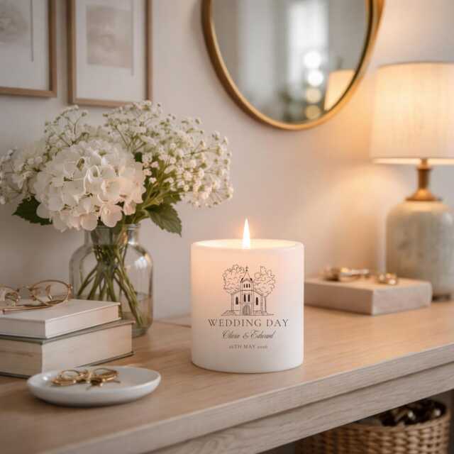 Wedding Candle - Engraved Soy Wax Favour - Custom Names & Date - image 1