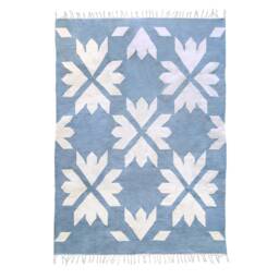 Bloom Flatwoven Wool Kilim Rug Handwoven Floral Sky Blue Off White Area Accent Runner Living Kids Dining Room  5x8 8x10 Bohemian Decor - thumbnail 2