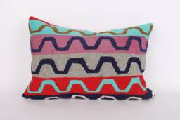 Handwoven Turkish Kilim Lumbar Pillow Bohemian Home Decor - 16x24 Inch - thumbnail 1