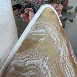 Marble Gold Piped Cushion Cover Alexis Designer Fabric Blean Ivory Piping Luxury Pillow Case Double Sided Handmade in UK - thumbnail 3