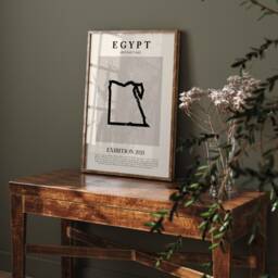 Egypt Map Vintage Abstract Wall Art Print Picasso + Matisse Inspired Travel Poster - thumbnail 3