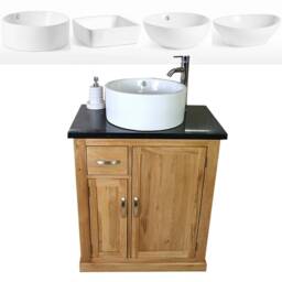Bathroom Vanity Unit Free Standing Oak Cabinet Black Quartz Ceramic Basin 503Bqcbc - thumbnail 2