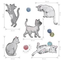 Cats Set Wall Decal 5 Pcs./Nursery Decor Animals Cats Wall Stickers - thumbnail 2