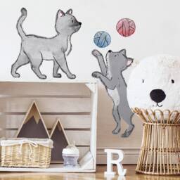 Cats Set Wall Decal 5 Pcs./Nursery Decor Animals Cats Wall Stickers - thumbnail 3