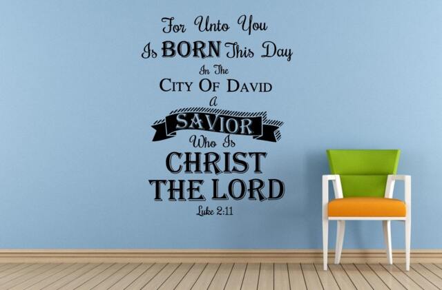 Luke 211 Savior Bible Verse Quote Saying Citation Words Wall Room Vinyl Mural Art Decor Decal Sticker L1622 - image 1