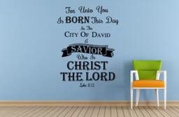 Luke 211 Savior Bible Verse Quote Saying Citation Words Wall Room Vinyl Mural Art Decor Decal Sticker L1622 - thumbnail 1