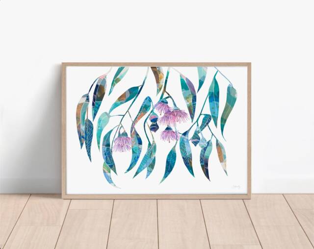 Gum Flower Print, Flowering Gum, Pink Flower, Painting Of Australian Native, Colourful Painting, Wall Art, Print Decor - image 1