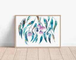 Gum Flower Print, Flowering Gum, Pink Flower, Painting Of Australian Native, Colourful Painting, Wall Art, Print Decor - thumbnail 1
