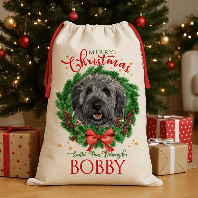 Personalised Black Labradoodle Christmas Sack Dog Treat Stocking Xmas Puppy Present New Pet Pup Gift Cockerpoo Cockapoo Edws38 - image 1