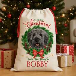 Personalised Black Labradoodle Christmas Sack Dog Treat Stocking Xmas Puppy Present New Pet Pup Gift Cockerpoo Cockapoo Edws38 - thumbnail 1