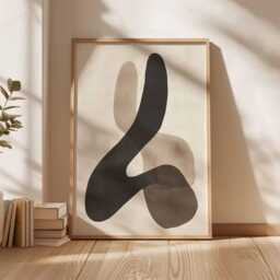 Neutral Abstract Poster, Minimalist Modern Wall Art, Scandinavian Boho Print, Mid Century Shape Contemporary Home Decor Poster - thumbnail 3