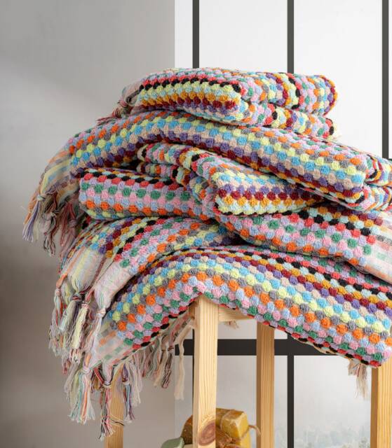 "Handmade Organic Cotton Rainbow Bath Towel, 36""x70" - image 1