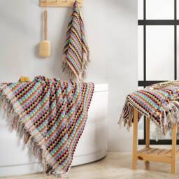"Handmade Organic Cotton Rainbow Bath Towel, 36""x70" - thumbnail 3