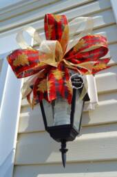 Christmas Swag Bow Red Buffalo Plaid, Gold Glitter Tree, Holiday Decor