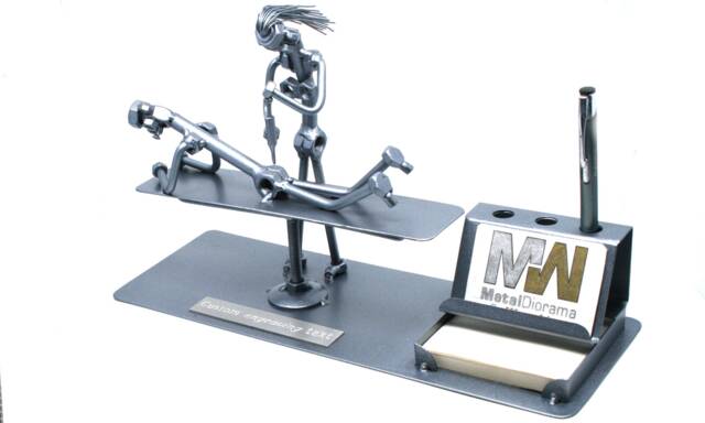 Personalized Nurse Metal Sculpture Gift - Scrap Figurine With Injection, Welded Art Business Card Holder - image 1