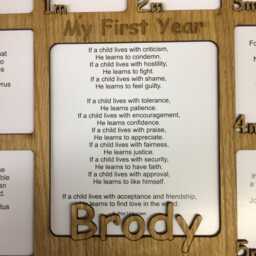 Personalized Baby First Year Name Picture Frame Oak - 11x14 Holds 2.5x3 & 5x7 Photos New Gift For Parents, 1st - thumbnail 2
