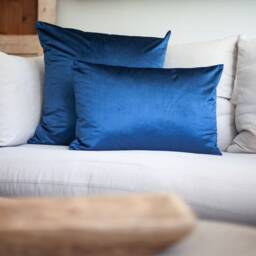 Bella Plain Velvet Xl Rectangular Cushion. Navy Blue Supersoft Chenille. Modern & On-Trend Home Accessory. 23X15 - thumbnail 2
