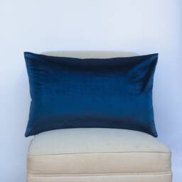 Bella Plain Velvet Xl Rectangular Cushion. Navy Blue Supersoft Chenille. Modern & On-Trend Home Accessory. 23X15 - thumbnail 1