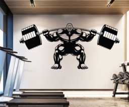Gorilla Gym Wall Decal Lifting Fitness Motivation Muscle Brawn Barbell Crossfit Sport Poster Workout Inspirational Art - thumbnail 1