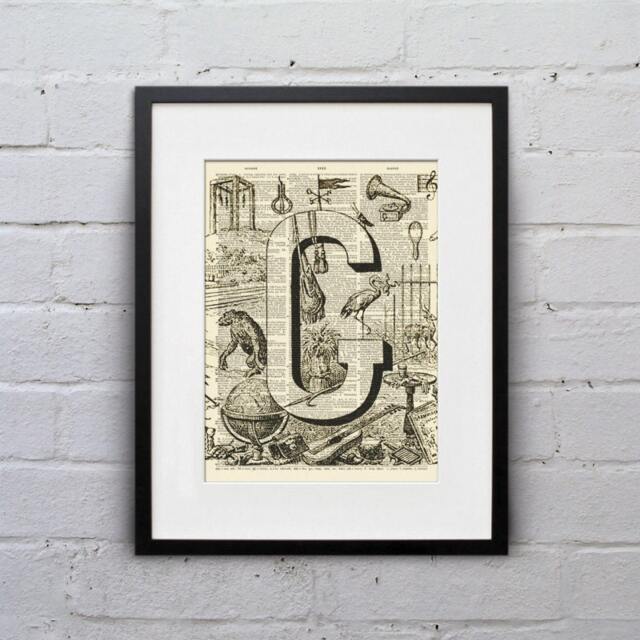 The Letter G Vintage French Alphabet - Shabby Chic Dictionary Page Book Art Print Dpfa007 - image 1