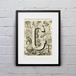 The Letter G Vintage French Alphabet - Shabby Chic Dictionary Page Book Art Print Dpfa007 - thumbnail 1