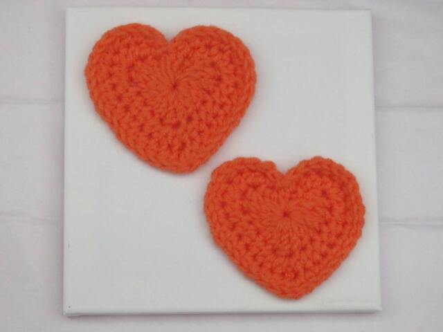 Orange Crochet Hearts Canvas Wall Hanging - image 1