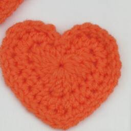 Orange Crochet Hearts Canvas Wall Hanging - thumbnail 2