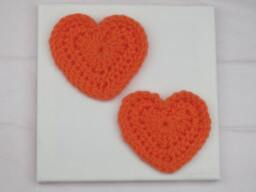 Orange Crochet Hearts Canvas Wall Hanging