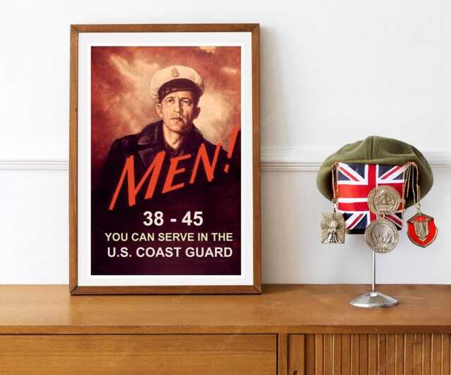 Reprint Of The Ww2 Propaganda Poster - Men 38-45 Usgc - image 1
