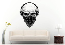 Skull Headphones Bandanna Gangster Wall Window Vehicle Sticker Decal Vinyl Mural Decor Art L2080 - thumbnail 1