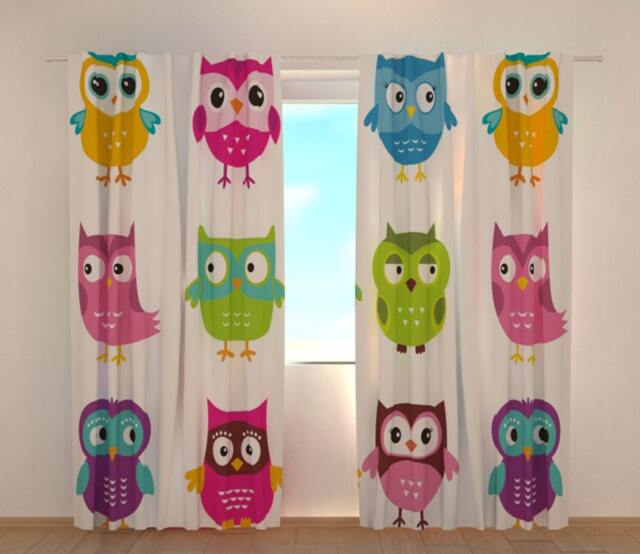 Owl Blackout Curtains Custom Kids Nursery Decor - 2 Panels - image 1