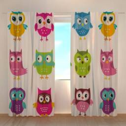 Owl Blackout Curtains Custom Kids Nursery Decor - 2 Panels - thumbnail 2