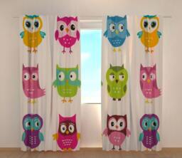 Owl Blackout Curtains Custom Kids Nursery Decor - 2 Panels