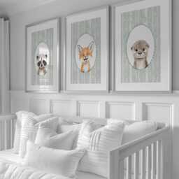Woodland Nursery Prints, Decor, Wall Art, Set Of 3 Animals - thumbnail 2