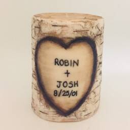 Wax Log Candle Personalized Carved Names & Date Special Valentines Day Gift For Him Romantic Wedding Favor Bridal Shower For Her - thumbnail 2