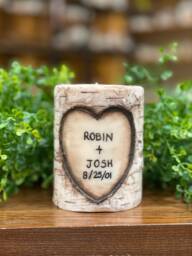 Wax Log Candle Personalized Carved Names & Date Special Valentines Day Gift For Him Romantic Wedding Favor Bridal Shower For Her - thumbnail 1