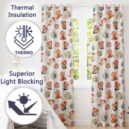 Cute Christmas Cats Teddy Gift Baubles Seamless Pattern Cream Background Readymade Eyelet Ring Top Thermal 100% Blackout Curtains - thumbnail 3