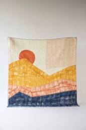 Handmade Cotton Quilt, Reversible Block Printed Bedspread, Modern Colorful Bedding Set