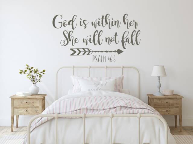 Psalm 465 Scripture Wall Decal - God Is Within Her, Christian Nursery Decor #256 - image 1