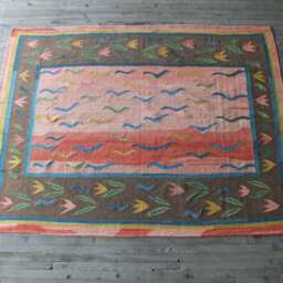 Pink Rug, Kilim Rug, Turkish Kilim Rug, Rug 6x8 Approx., Flat Weave Rug, Flower Rug, Bird Rug, Large Area Rugs, Kilim - thumbnail 4