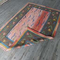 Pink Rug, Kilim Rug, Turkish Kilim Rug, Rug 6x8 Approx., Flat Weave Rug, Flower Rug, Bird Rug, Large Area Rugs, Kilim - thumbnail 2