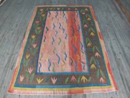Pink Rug, Kilim Rug, Turkish Kilim Rug, Rug 6x8 Approx., Flat Weave Rug, Flower Rug, Bird Rug, Large Area Rugs, Kilim - thumbnail 1