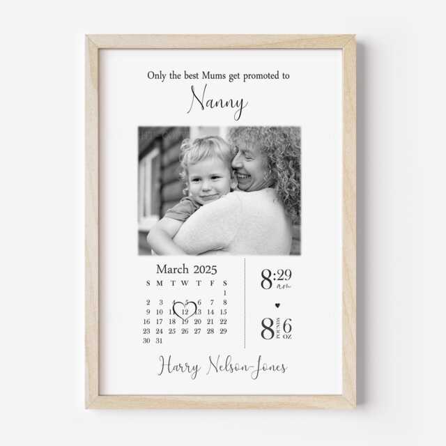 Personalised Nanny Photo Print One Child Only Unframed Gift Nana Granny Birth - image 1
