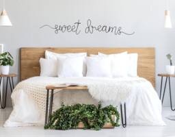 Sweet Dreams Metal Sign, Dreams Bedroom Wall Decor Over The Bed, Minimalist Large Wire Art, New Homemade Gift, Words - thumbnail 1